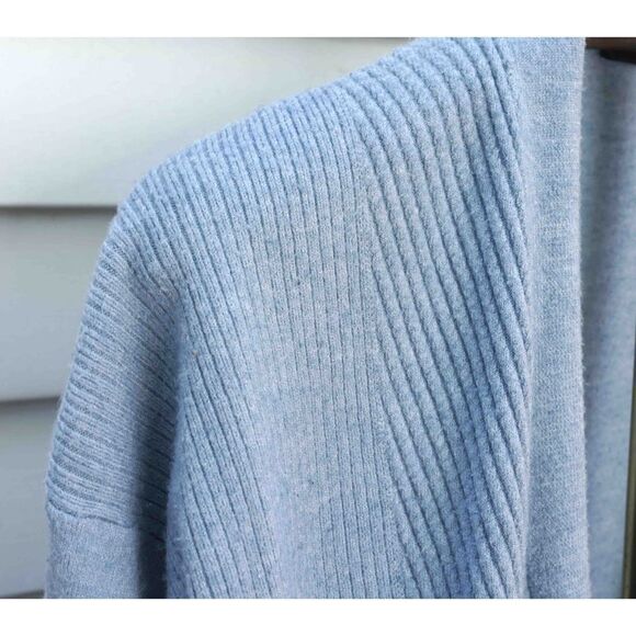 Verve Ami Soft Light Blue Ribbed Open Knit Cardigan Sweater - Picture 6 of 7